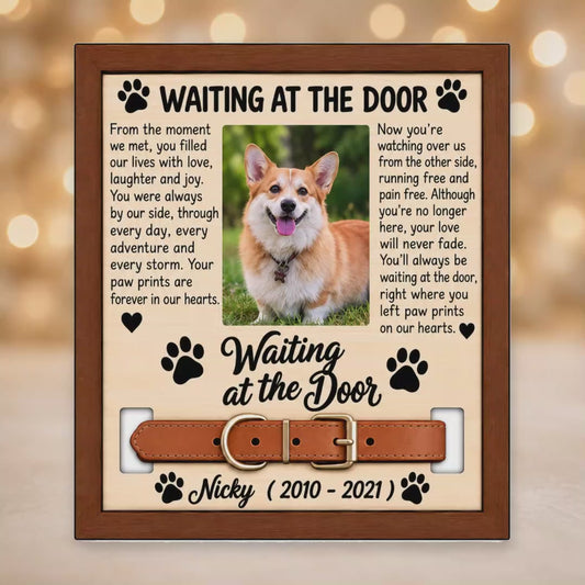 Personalised Dog Memorial Plaque Waiting at the Door Pet Loss Gift