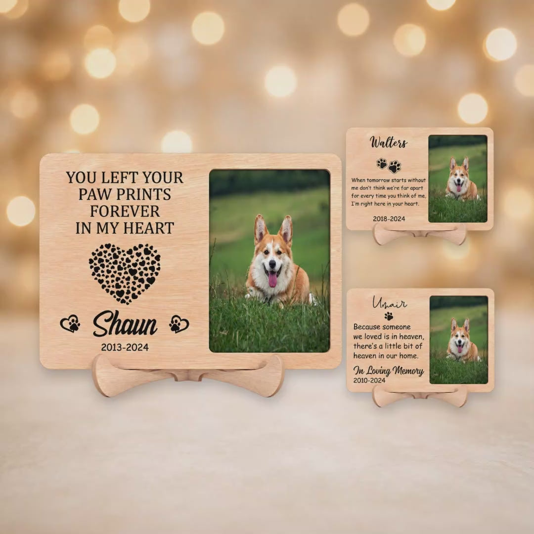 Personalised Dog Memorial Photo Plaque 19x19cm - 3 Designs With Stand video