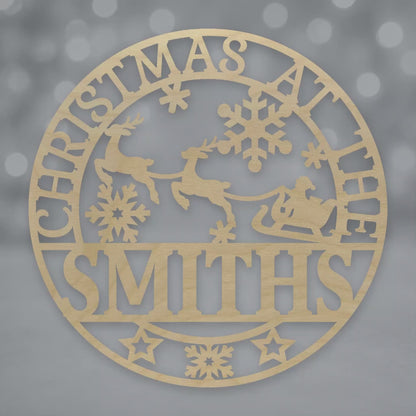 Personalised Christmas Family Name Plaque 30cm Wooden Laser Cut Wall Sign video