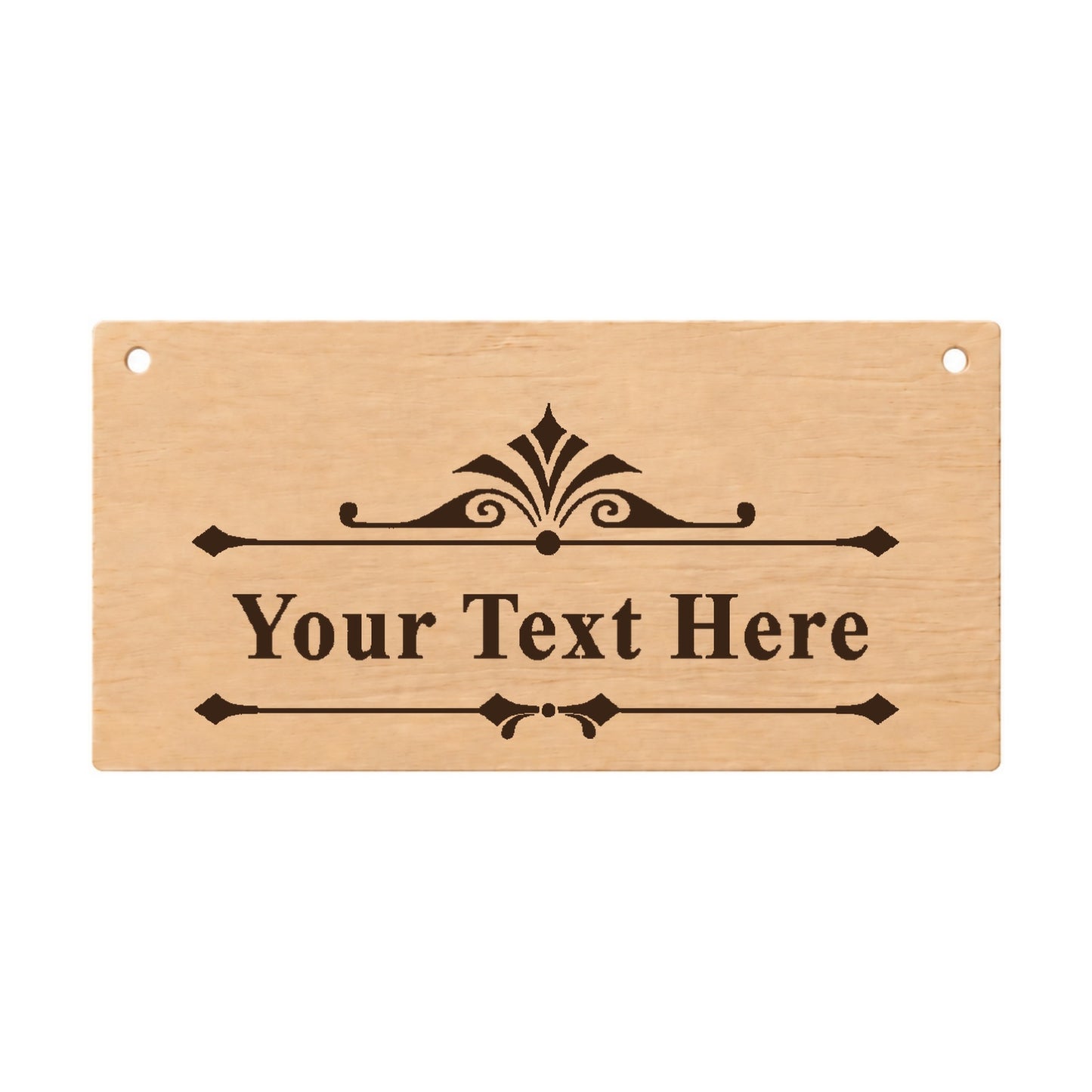 Personalised custom text laser engraved wooden plaque on a white background