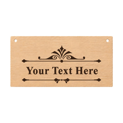 Personalised custom text laser engraved wooden plaque on a white background