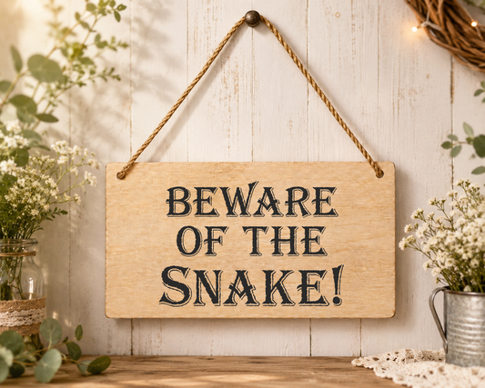 Beware Of The Snake Laser Engraved Wooden Plaque – Funny Hanging Sign 20cm x 10cm