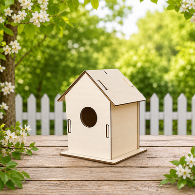 Laser Cut Wooden Birdhouse Kit – 6 Design Variants – DIY Paint & Decorate Craft Kit – Flat Pack Easy Assembly – Kids Craft Activity