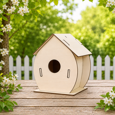Laser Cut Wooden Birdhouse Kit – 6 Design Variants – DIY Paint & Decorate Craft Kit – Flat Pack Easy Assembly – Kids Craft Activity