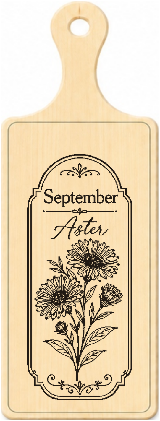 September birth flower personalised wooden plaque design
