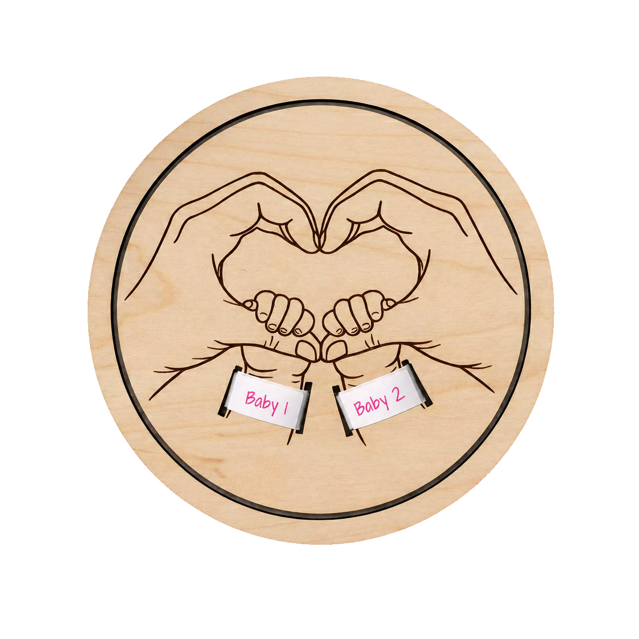 Personalised two babies wooden keepsake plaque product image