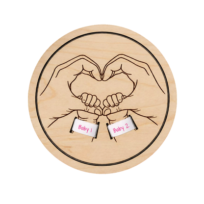 Personalised two babies wooden keepsake plaque product image